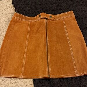 Topshop Camel Suede Mini Skirt